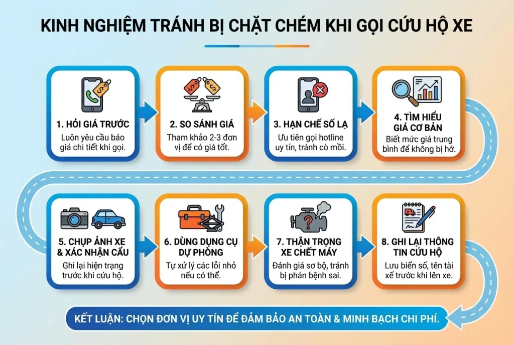 Kinh nghiệm gọi cứu hộ ô tô, báo giá, các lưu ý khi sửa chữa xe tại gara để tránh bị chặt chém
