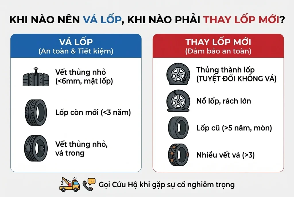 Hướng dẫn chi tiết cách vá lốp ô tô, lốp dự phòng và những điều cần biết khi gặp sự cố trên đường