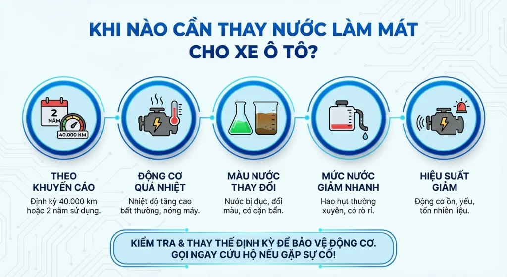 Hướng dẫn thời điểm thay nước làm mát cho xe ô tô: kiểm tra rò rỉ, mức độ màu sắc và chu kỳ thay thế